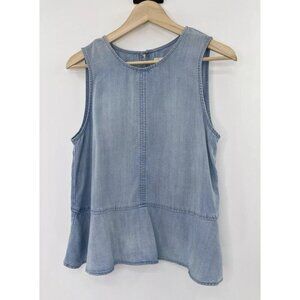 Cloth & Stone Chambray Western‎ Open Back Peplum Sleeveless Top 100% Lyocell XS